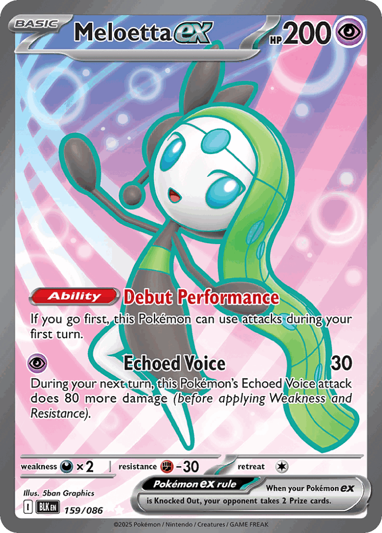 Meloetta ex #159 from Black Bolt - Ultra Rare - Illustrated by 5ban Graphics