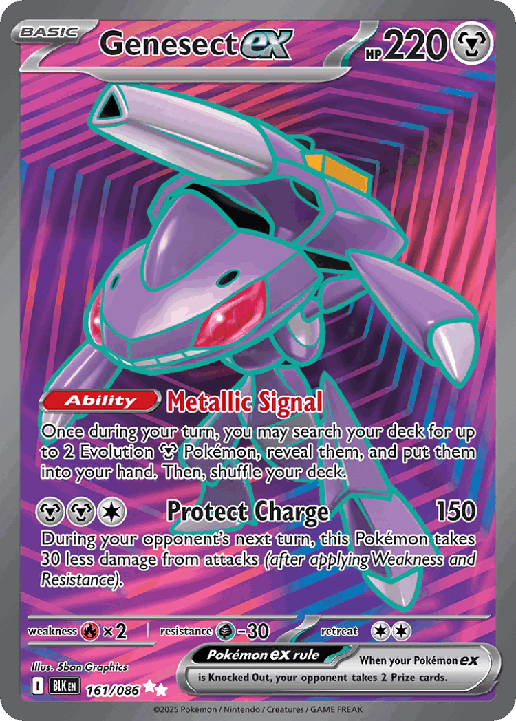 Genesect ex #161 from Black Bolt - Ultra Rare - Illustrated by 5ban Graphics