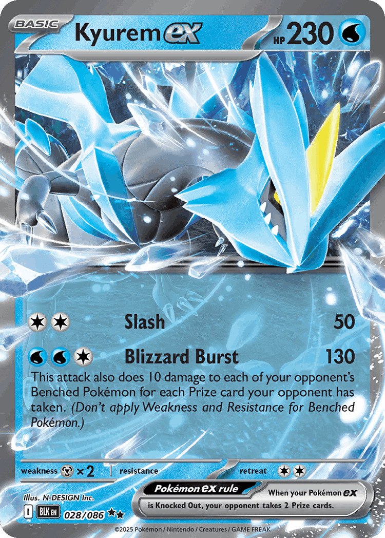 Kyurem ex #28 from Black Bolt - Double Rare - Illustrated by N-DESIGN Inc.