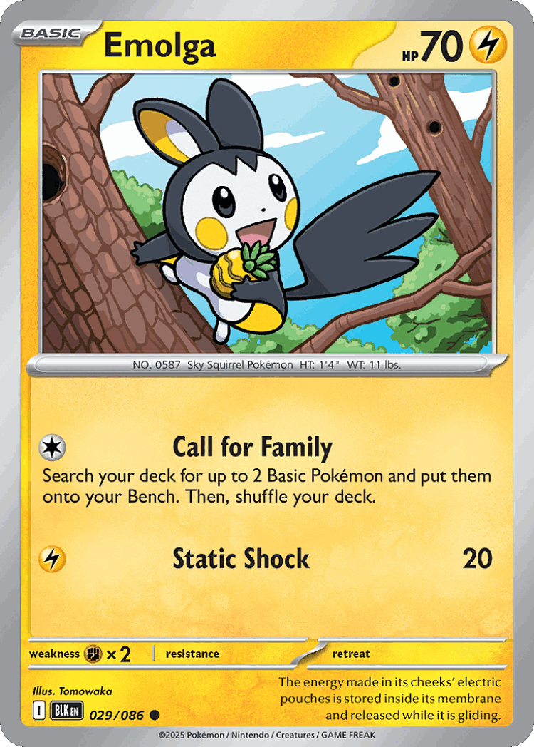 Emolga #29 from Black Bolt - Common - Illustrated by Tomowaka