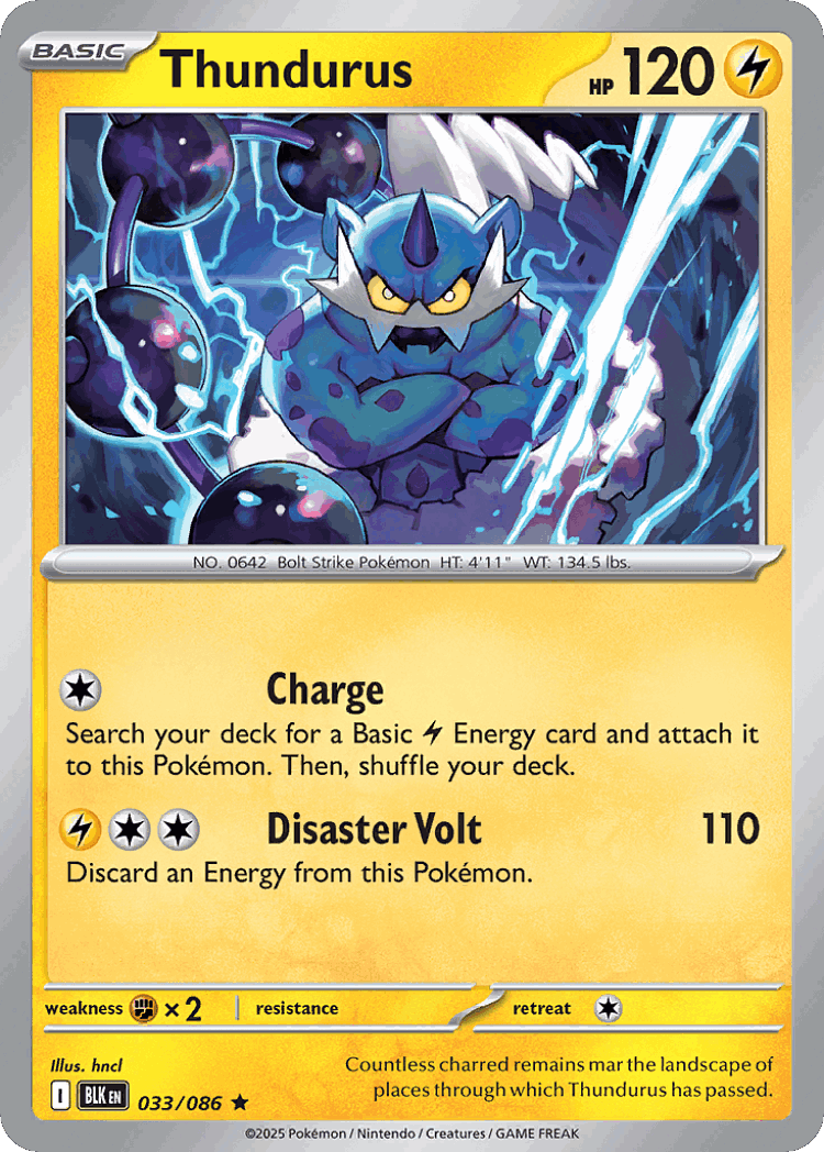Thundurus #33 from Black Bolt - Rare - Illustrated by hncl