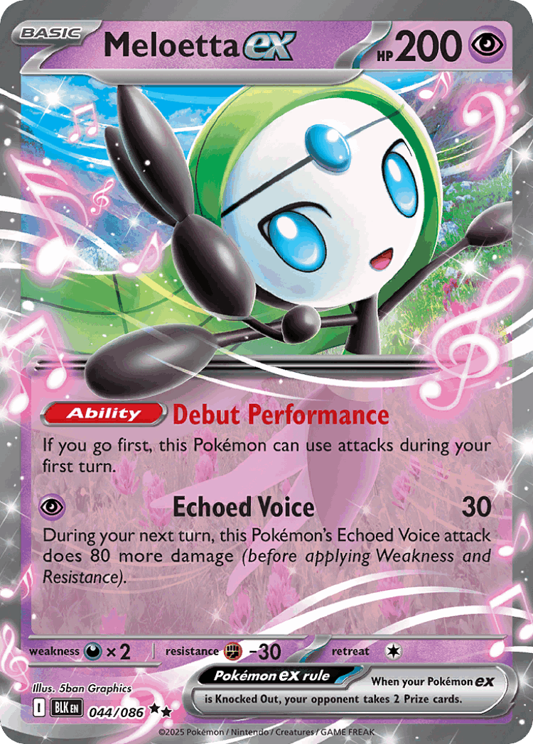 Meloetta ex #44 from Black Bolt - Double Rare - Illustrated by 5ban Graphics