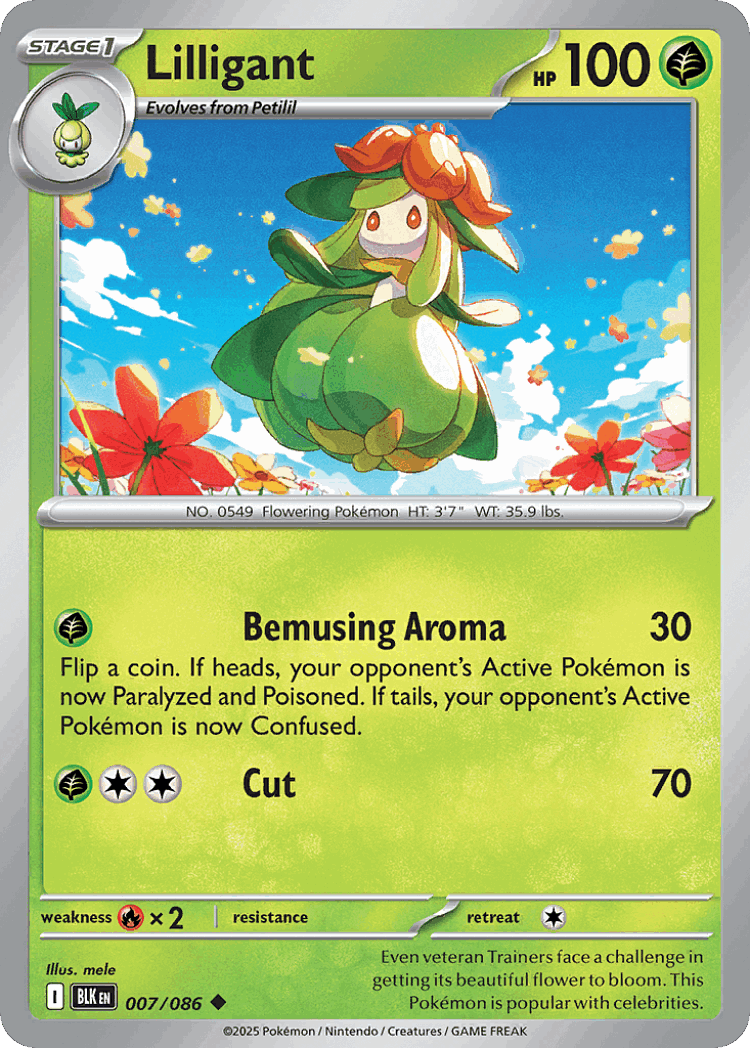 Lilligant #7 from Black Bolt - Uncommon - Illustrated by mele