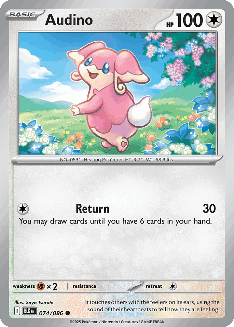 Audino #74 from Black Bolt - Common - Illustrated by Saya Tsuruta