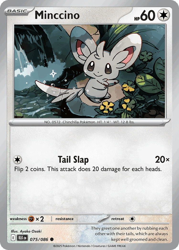 Minccino #75 from Black Bolt - Common - Illustrated by Ayako Ozaki