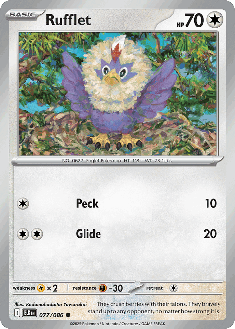 Rufflet #77 from Black Bolt - Common - Illustrated by Kedamahadaitai Yawarakai