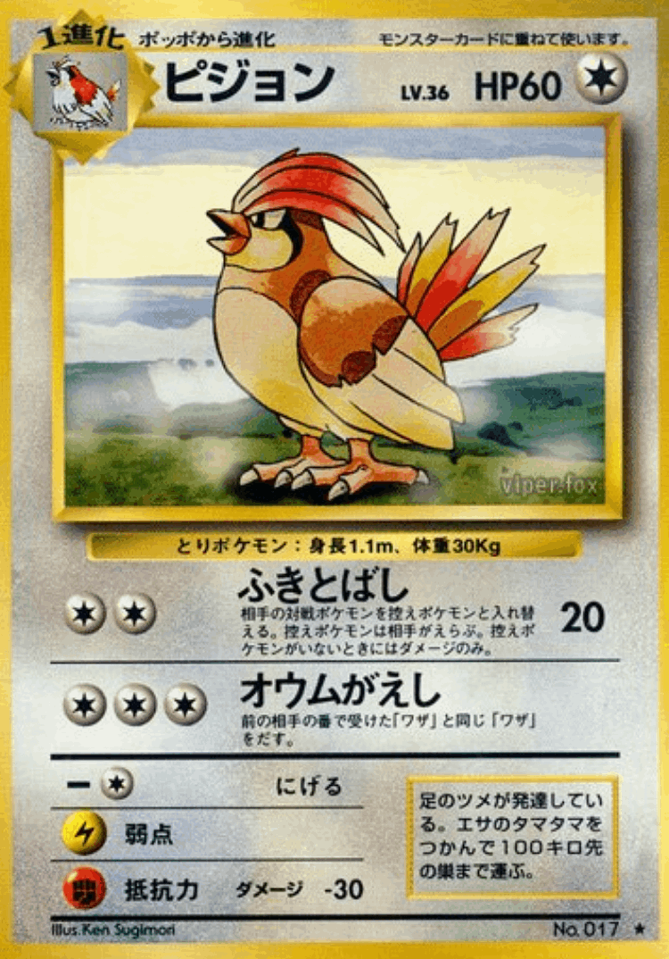 Pidgeotto #66 from Expansion Pack - Rare - Illustrated by Ken Sugimori