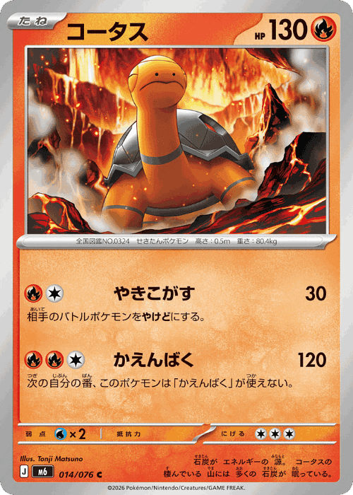 Torkoal #14 from Storm Emeralda - Common - Illustrated by Tonji Matsuno