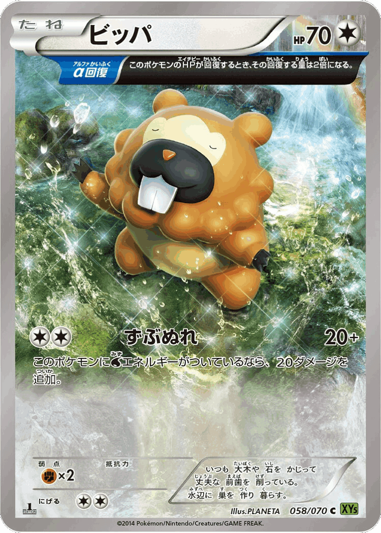 Bidoof #58 from Tidal Storm - Common - Illustrated by PLANETA